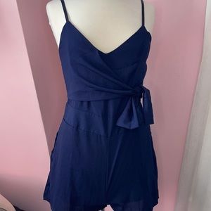 NWT Navy Blue Romper with Tie Detail